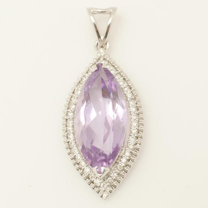 Marquise Amethyst Natural Diamond Pendant