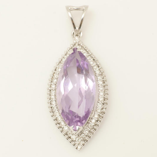 Marquise Amethyst Natural Diamond Pendant