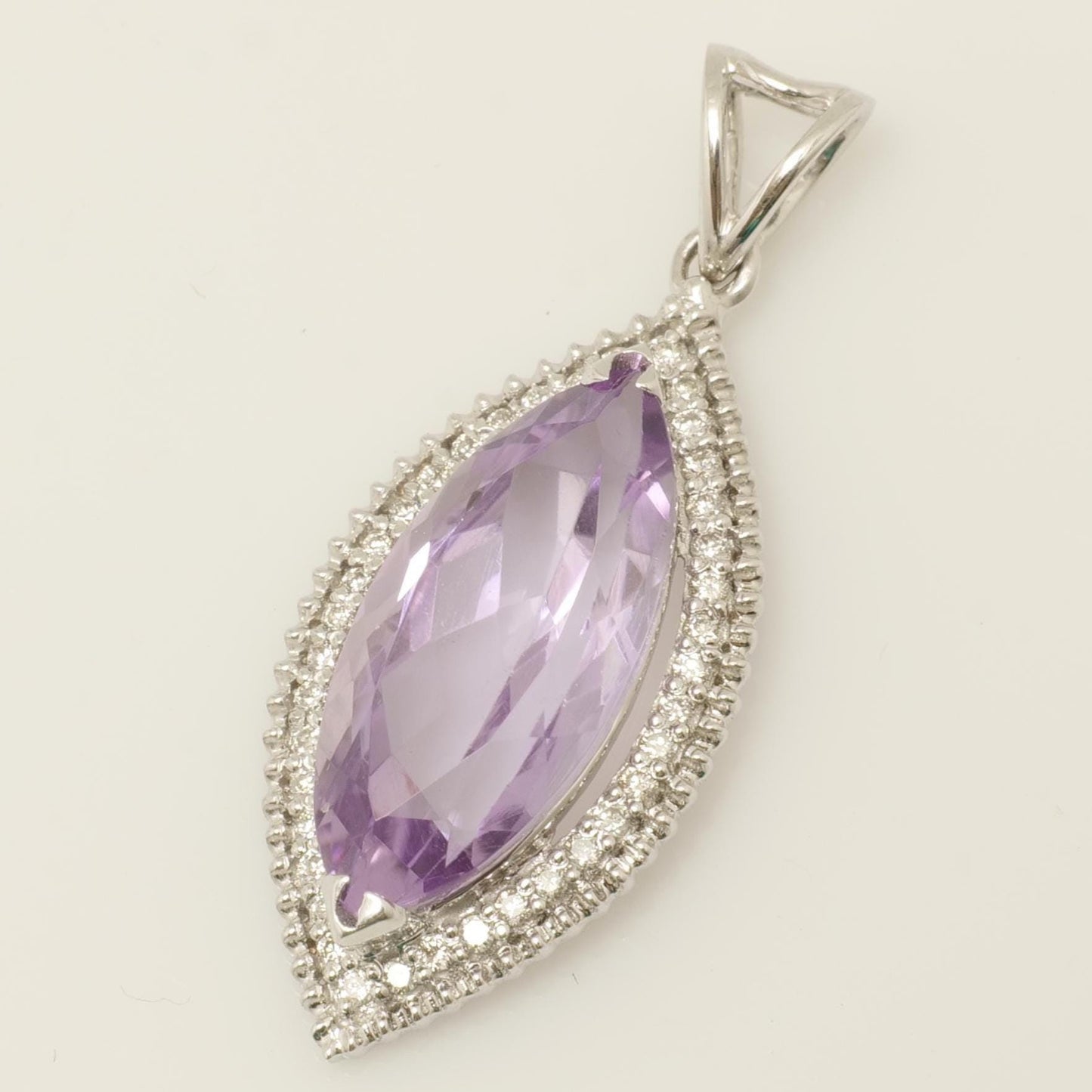 Marquise Amethyst Natural Diamond Pendant