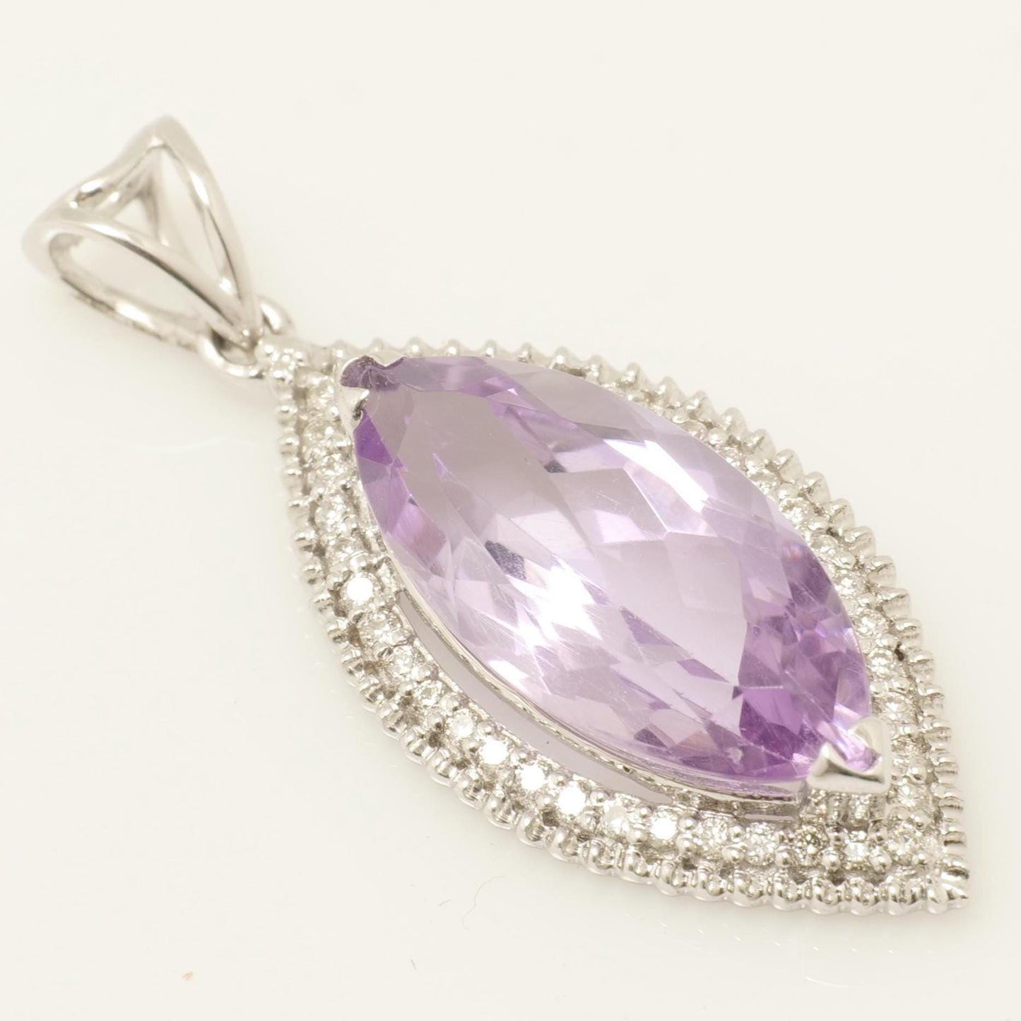 Marquise Amethyst Natural Diamond Pendant