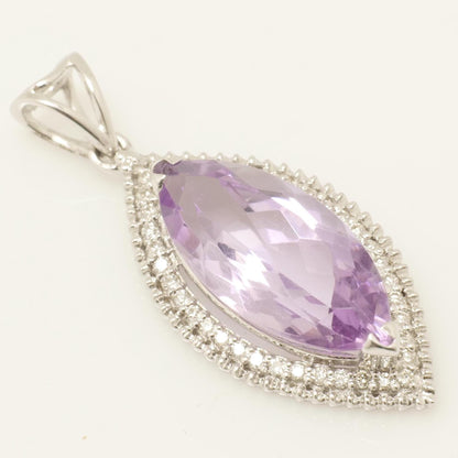 Marquise Amethyst Natural Diamond Pendant