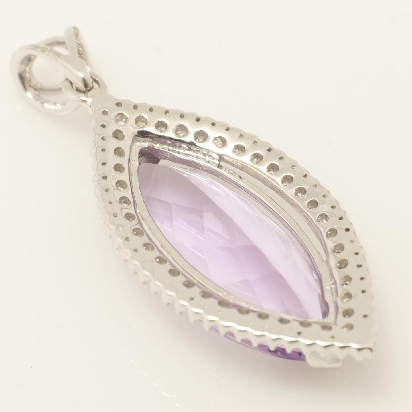Marquise Amethyst Natural Diamond Pendant
