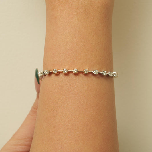 Two Tone Natural Diamond Tennis Bracelet