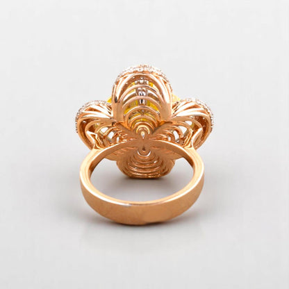 Citrine Diamond Ring In 14kt Solid Gold