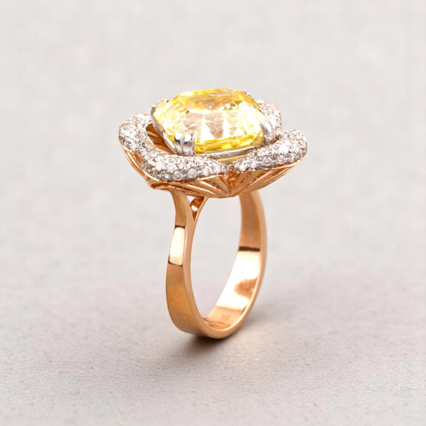 Citrine Diamond Ring In 14kt Solid Gold
