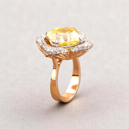 Citrine Diamond Ring In 14kt Solid Gold