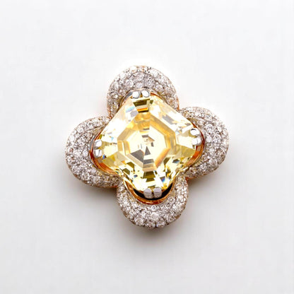 Citrine Diamond Ring In 14kt Solid Gold