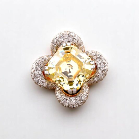 Citrine Diamond Ring In 14kt Solid Gold