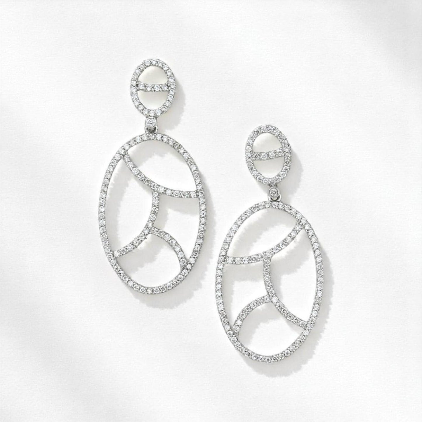 Oval Natural Diamond Drop Earrings