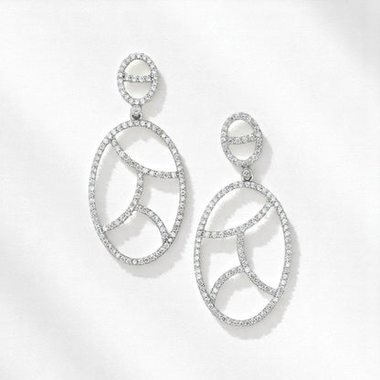Oval Natural Diamond Drop Earrings