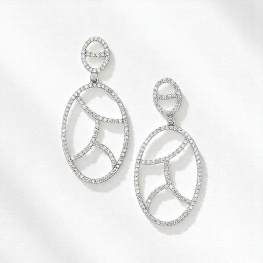 Oval Natural Diamond Drop Earrings