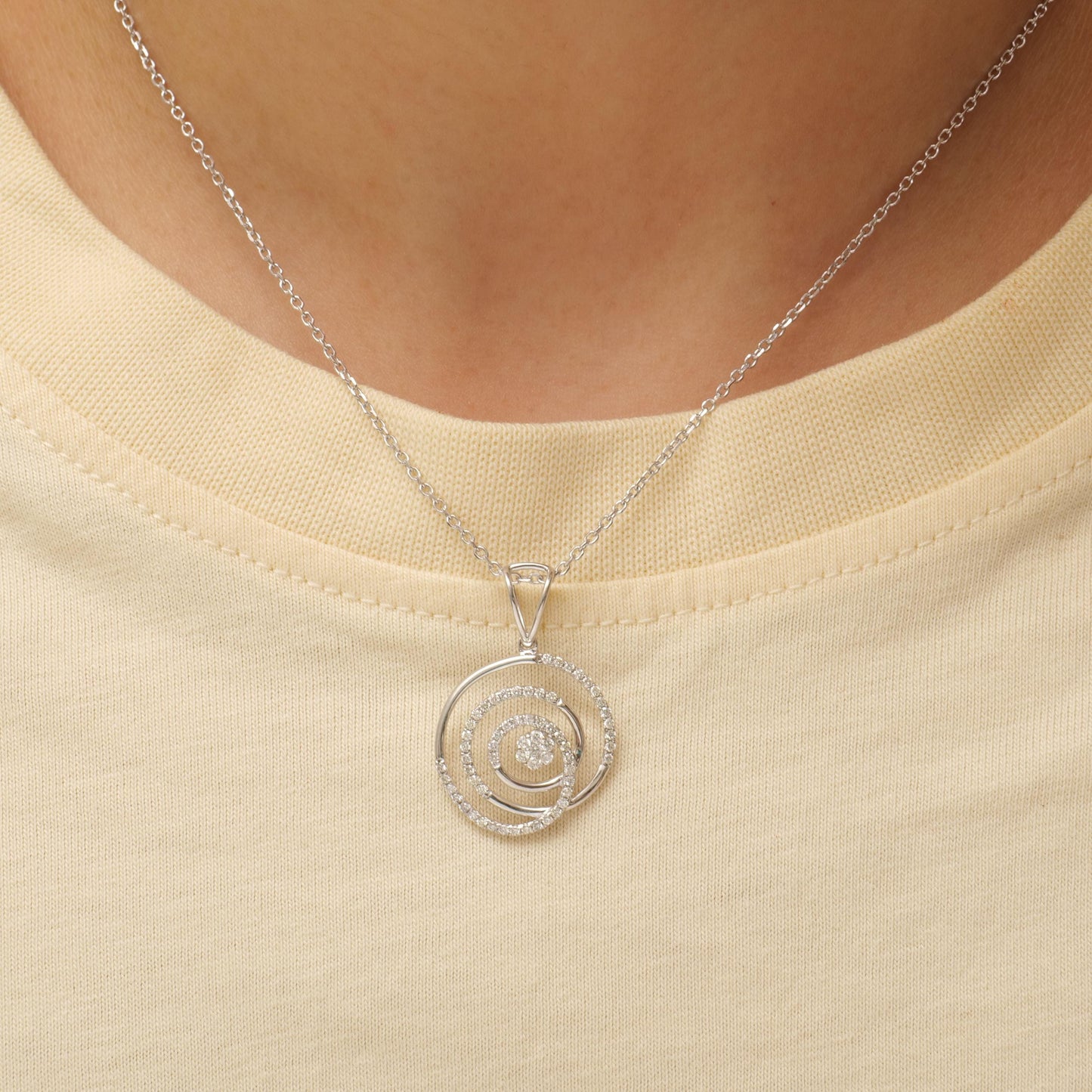 Spiral Natural Diamond Pendant
