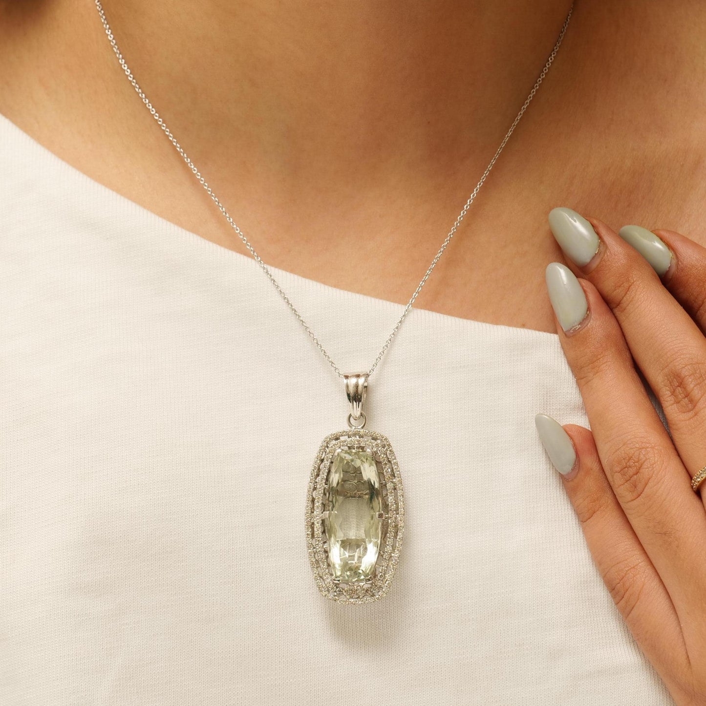 Amethyst Halo Natural Diamond Pendant