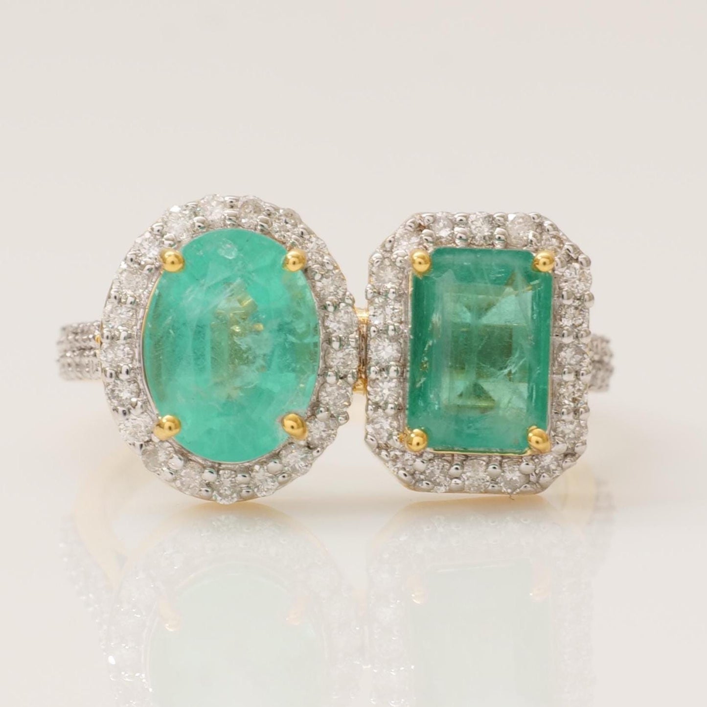 Emerald Gemstone Halo Diamond Ring