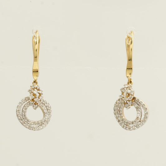 Circle Diamond Drop Huggie Earrings