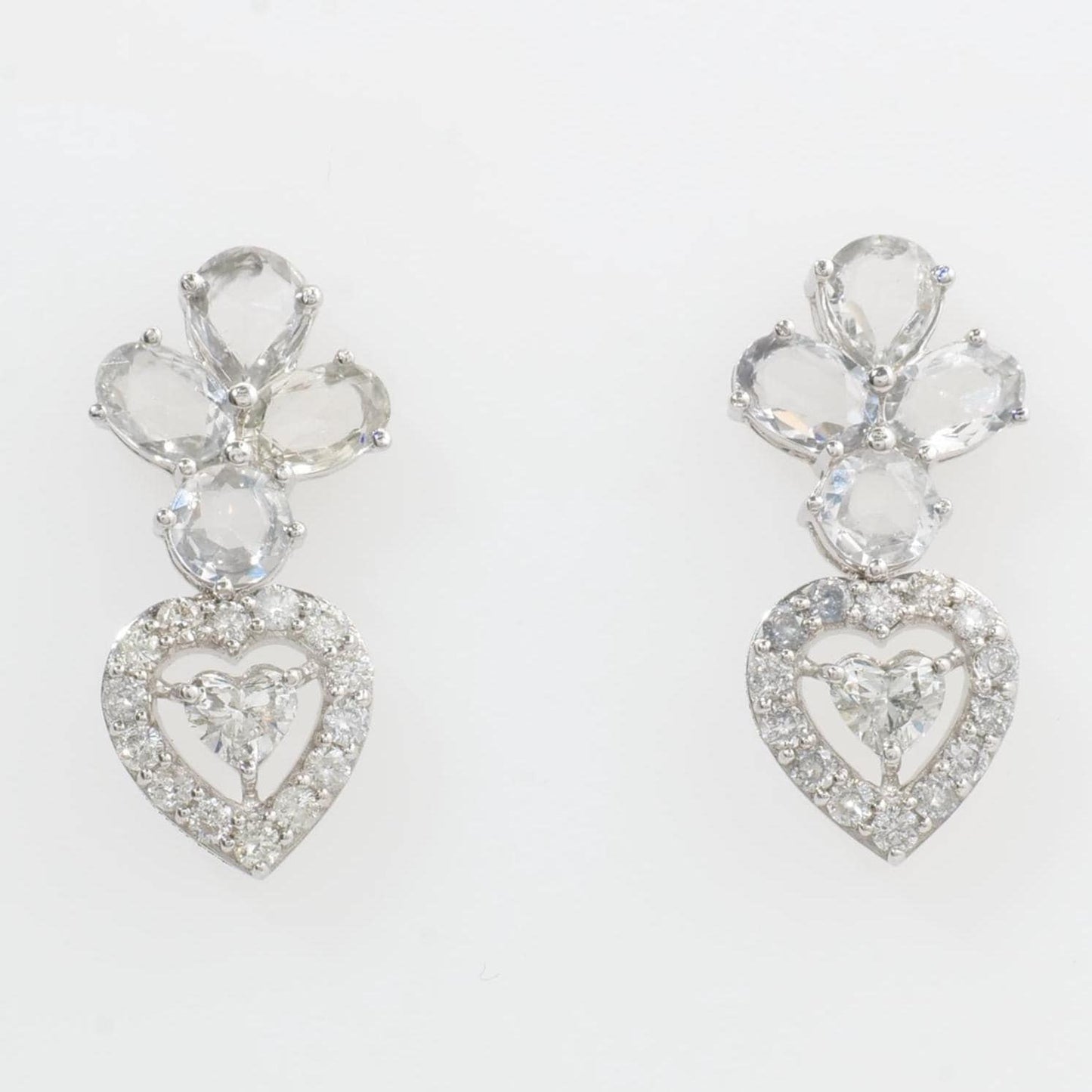 Floral Heart Halo Diamond Studs