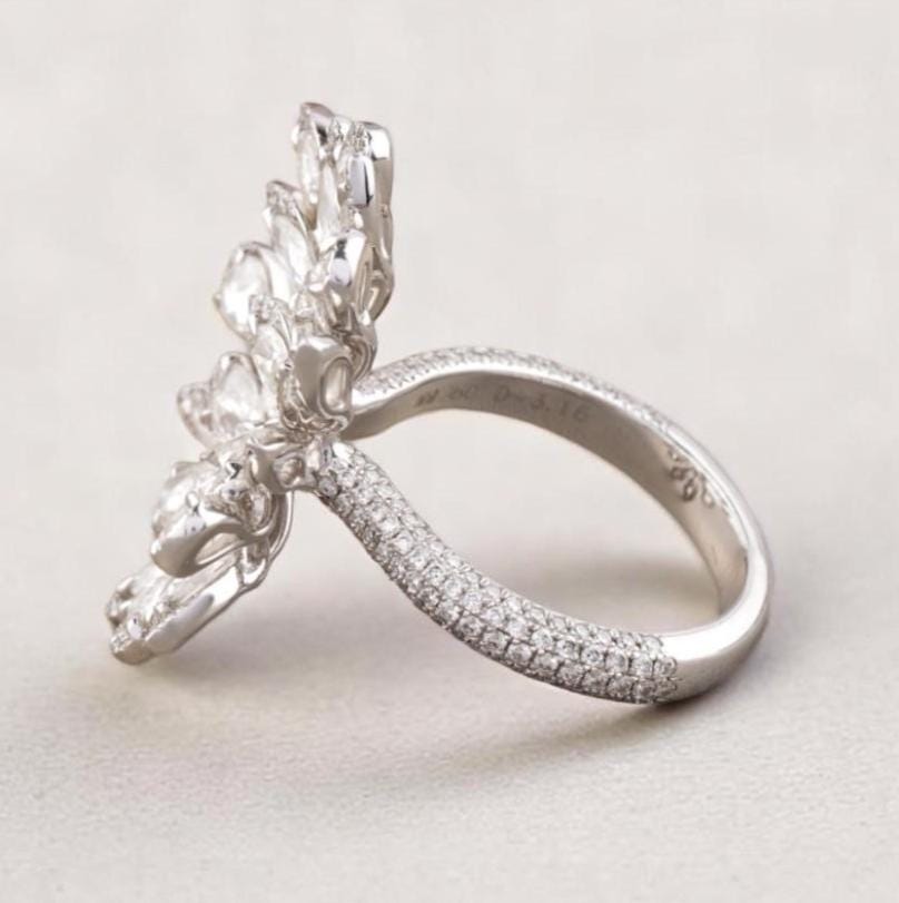Peacock Feather Diamond Ring