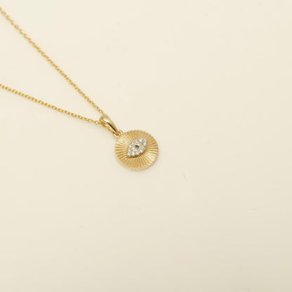 Evil Eye Medallion Diamond Pendant Necklace