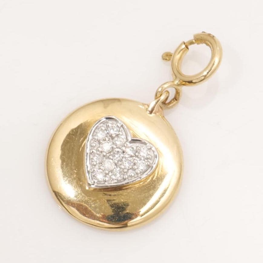Heart Disc Natural Diamond Everyday Minimalist  Charm