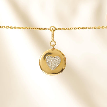 Heart Disc Natural Diamond Everyday Minimalist  Charm