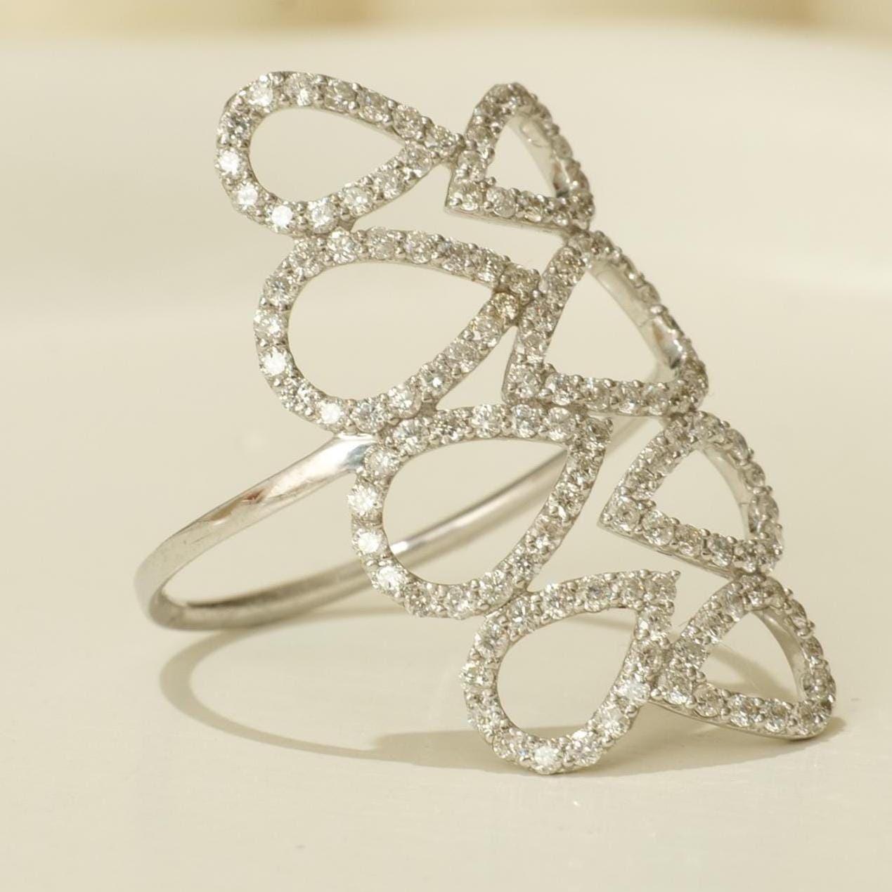 Pear Loop Cascade Diamond Ring