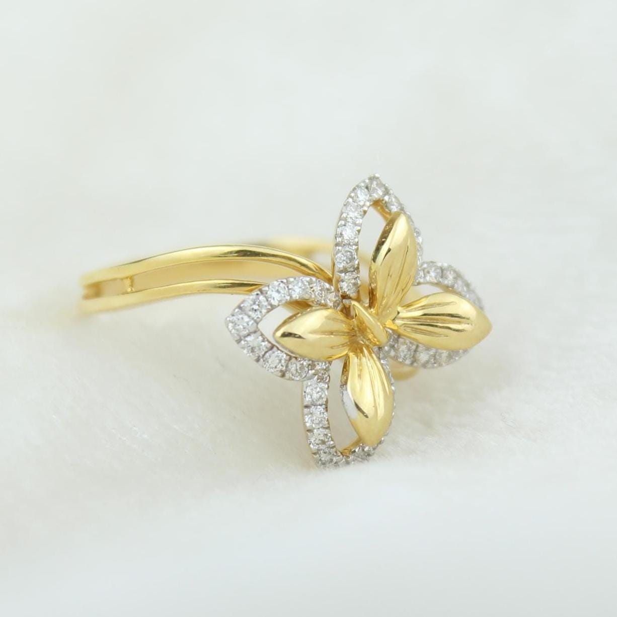 Butterfly Halo Natural Diamond Ring