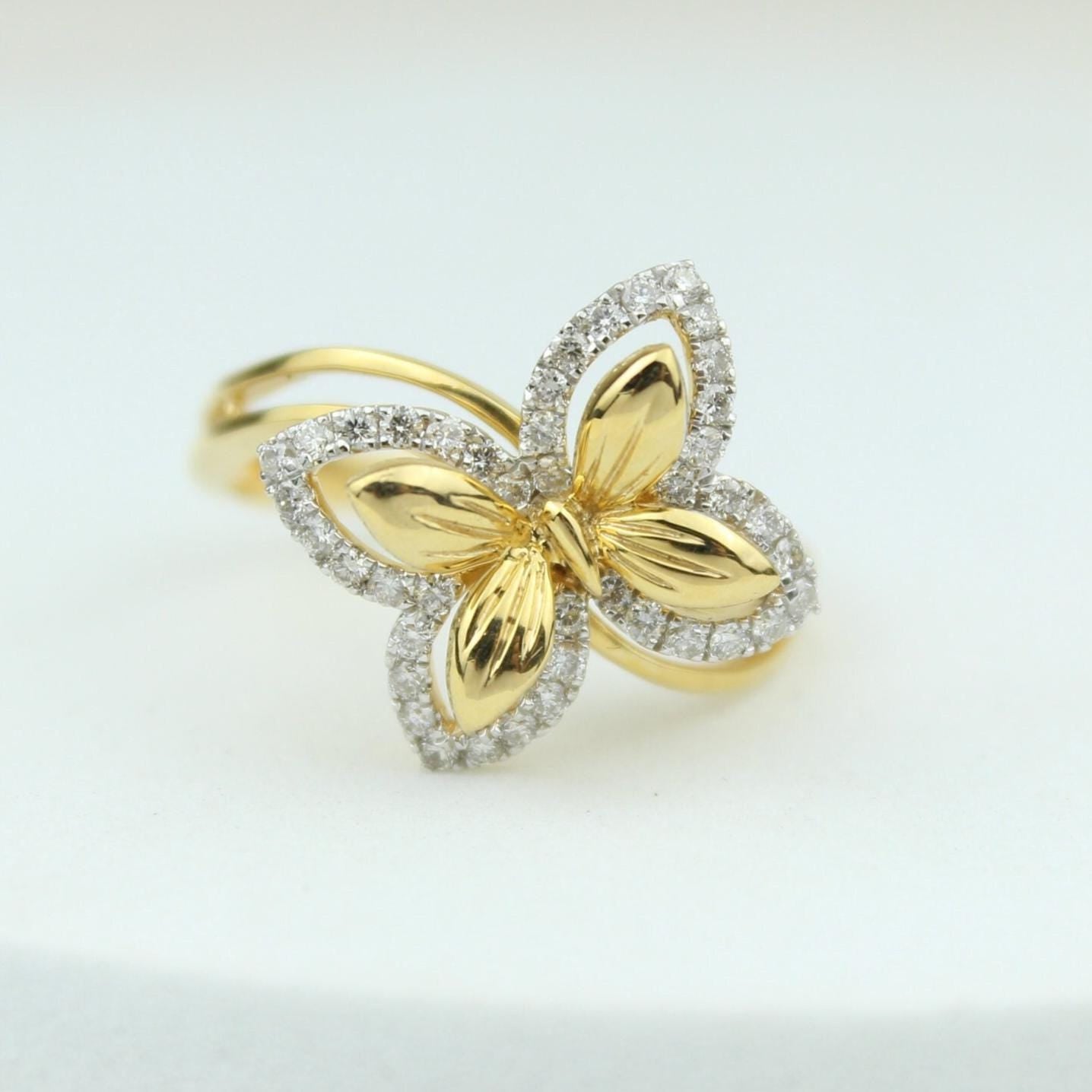 Butterfly Halo Natural Diamond Ring