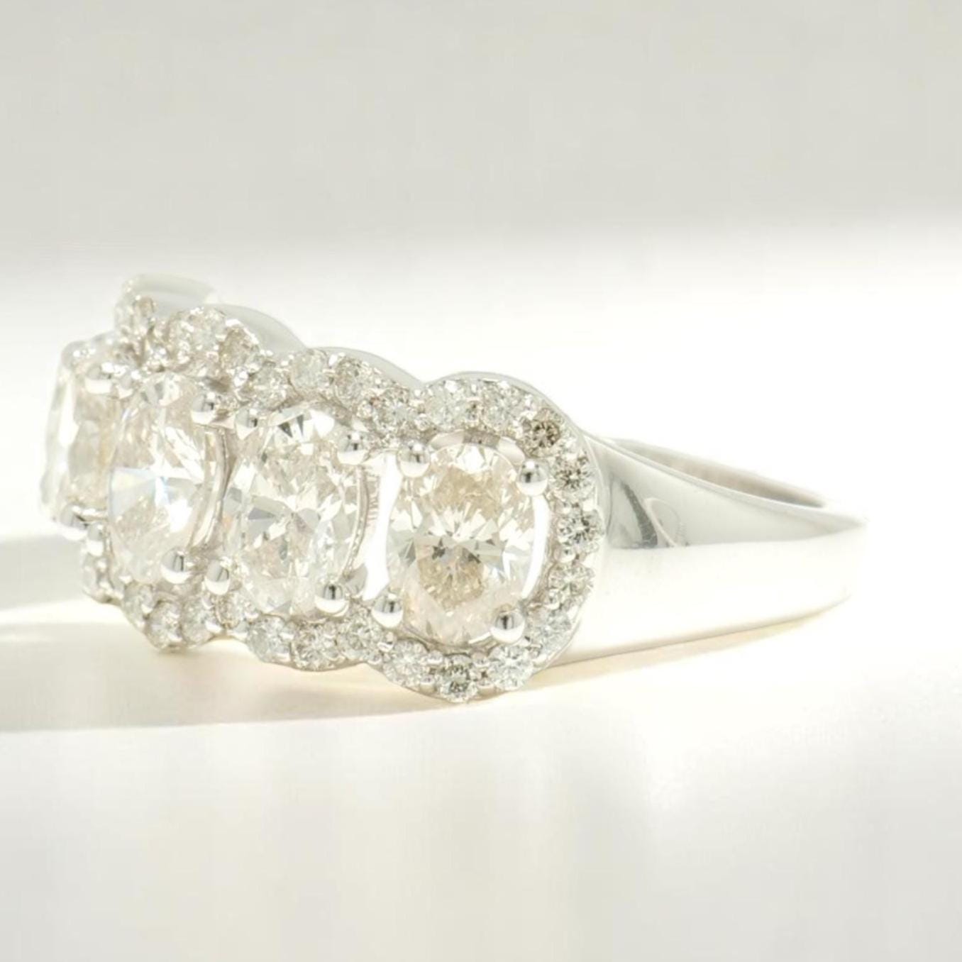 Oval Halo Natural Diamond Band Ring