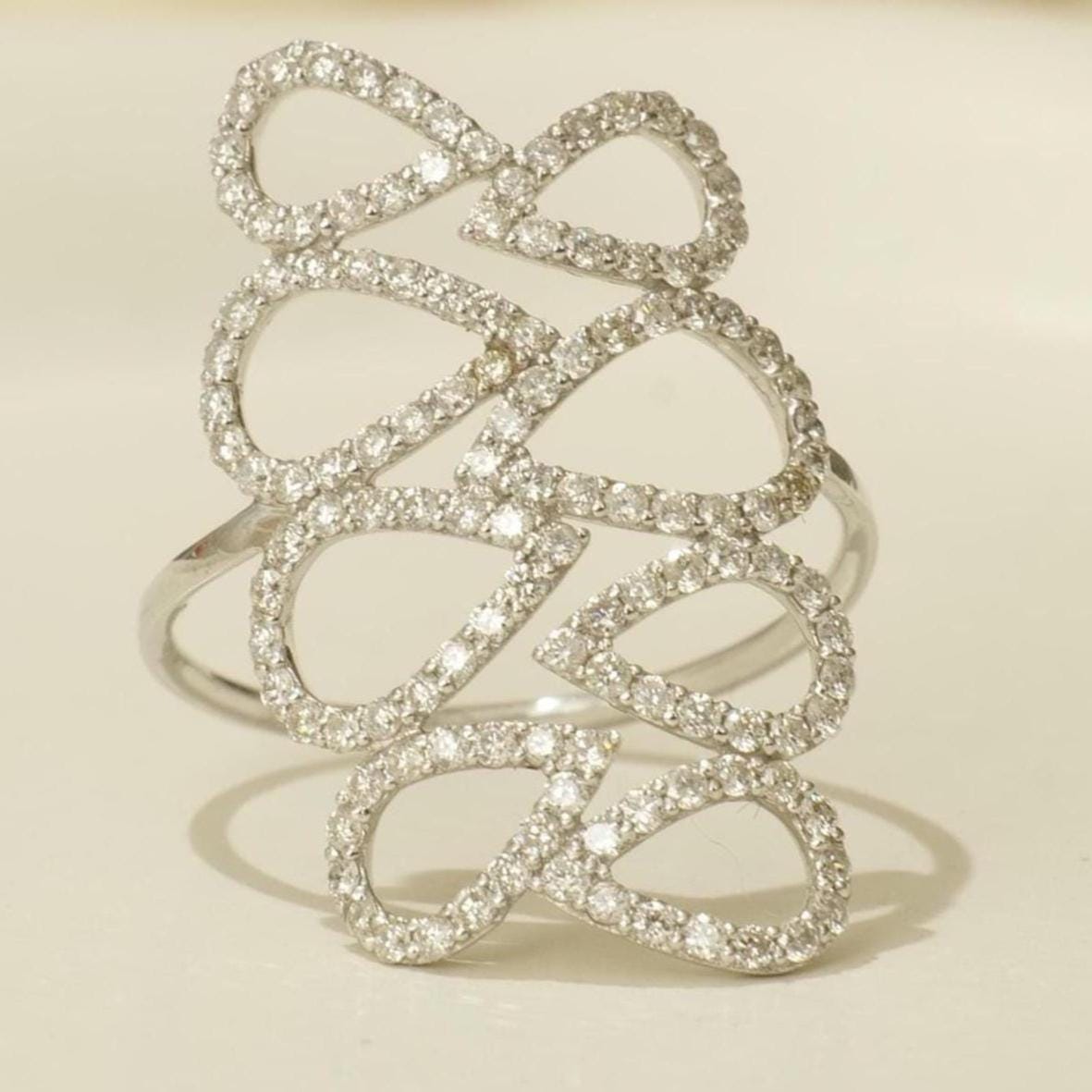 Pear Loop Cascade Diamond Ring