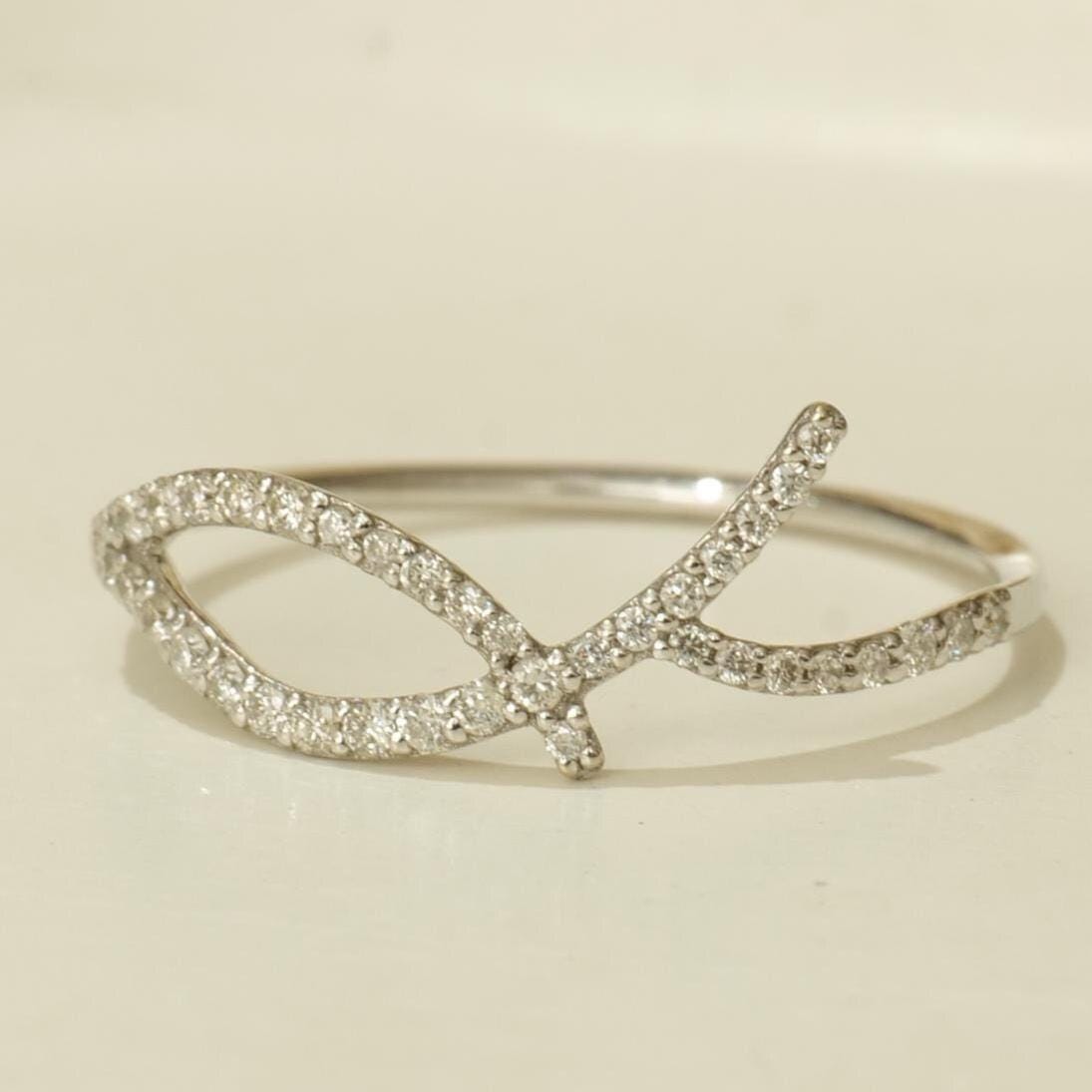 Asymmetrical Diamond Cuff Ring