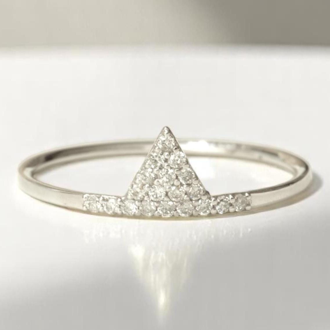 Triangle Natural Diamond Geometric Everyday Ring