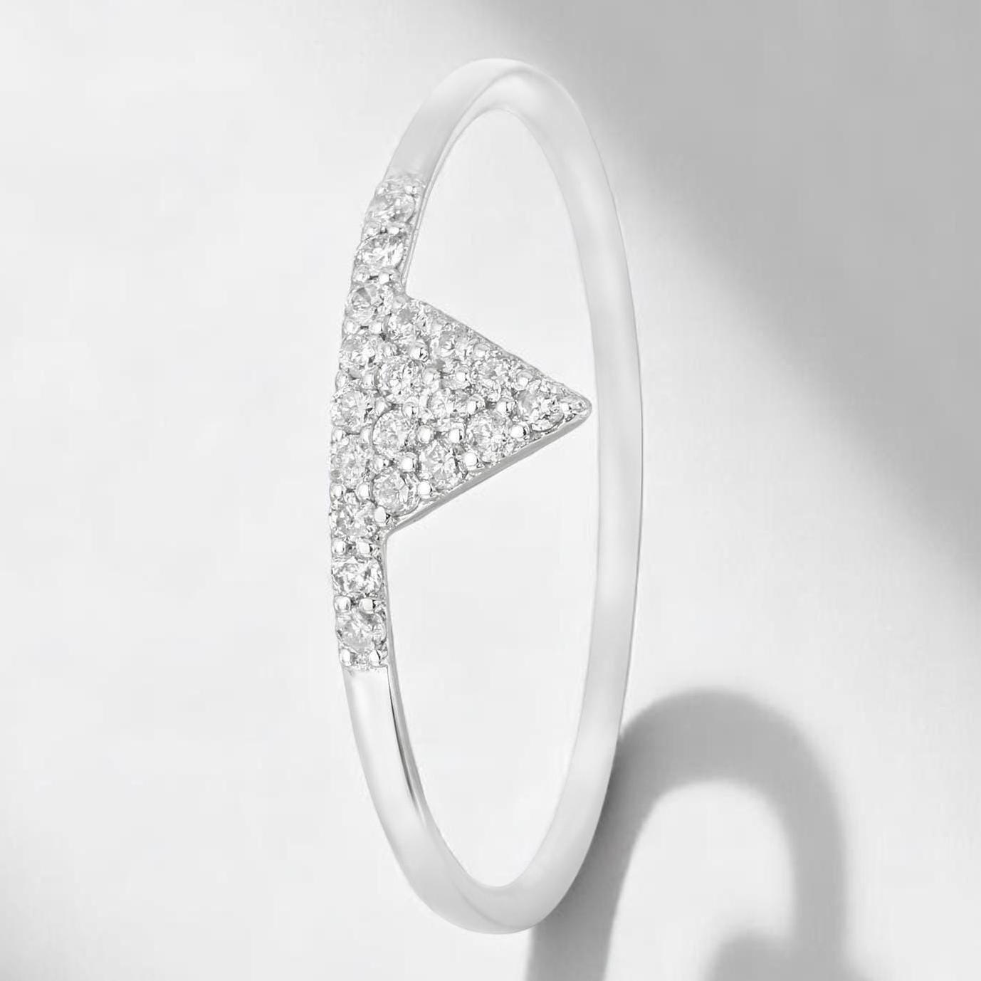 Triangle Natural Diamond Geometric Everyday Ring