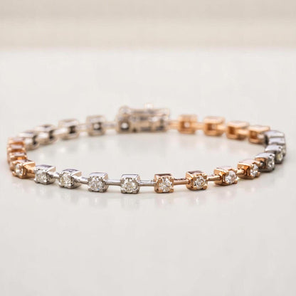 Two Tone Natural Diamond Tennis Bracelet