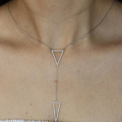 Double Triangle Natural Diamond Charm Necklace