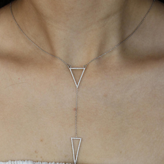 Double Triangle Natural Diamond Charm Necklace