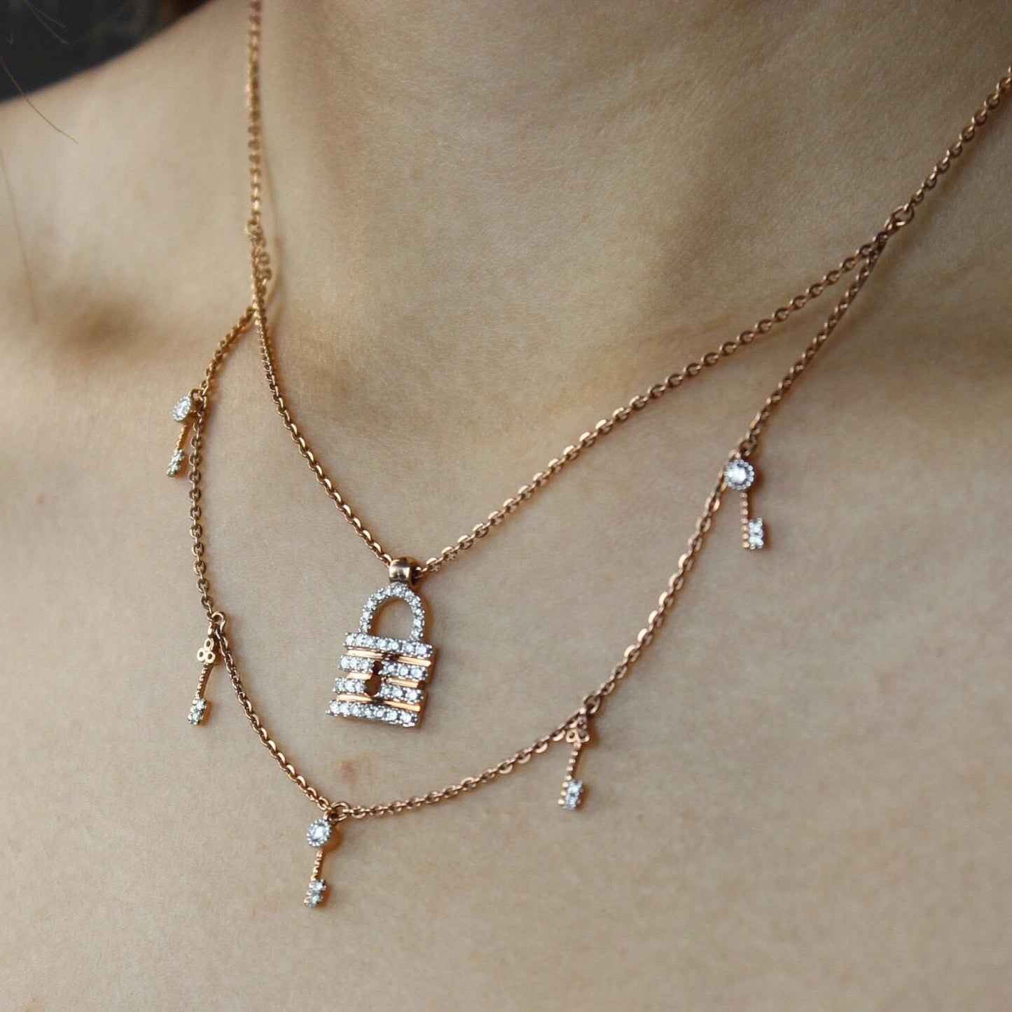 Lock & Key Diamond Necklace