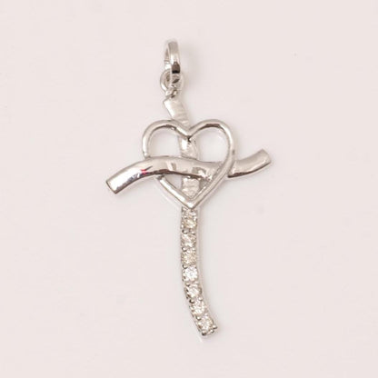 Diamond Heart Cross Pendant
