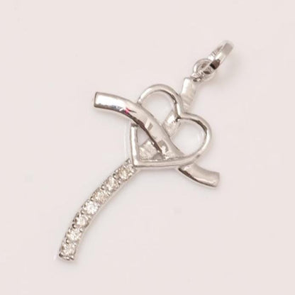 Diamond Heart Cross Pendant