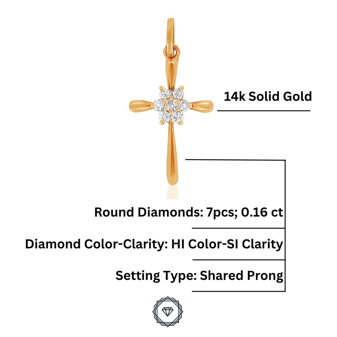 Cross Flower Diamond Pendant