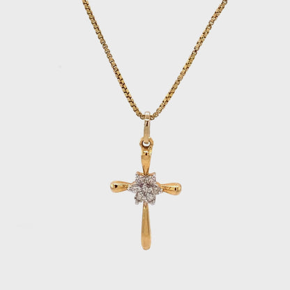 Cross Flower Diamond Pendant