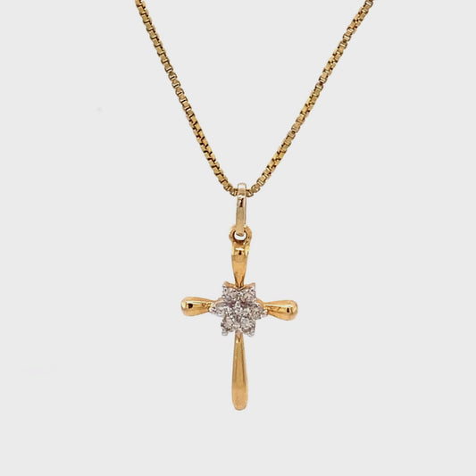 Cross Flower Diamond Pendant