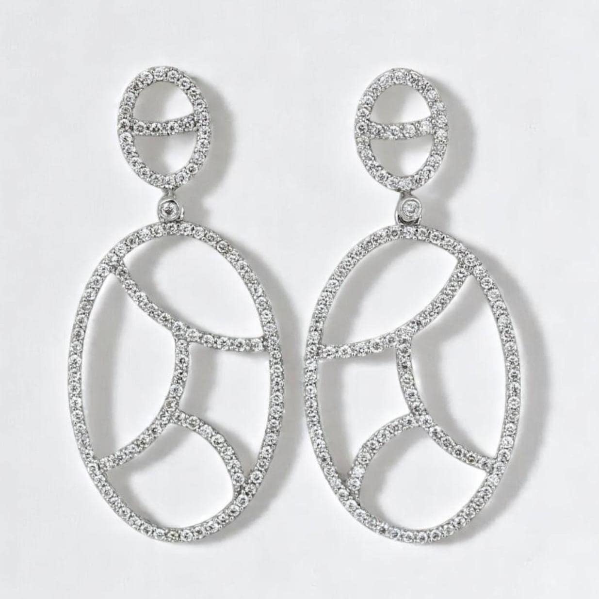 Oval Natural Diamond Drop Earrings