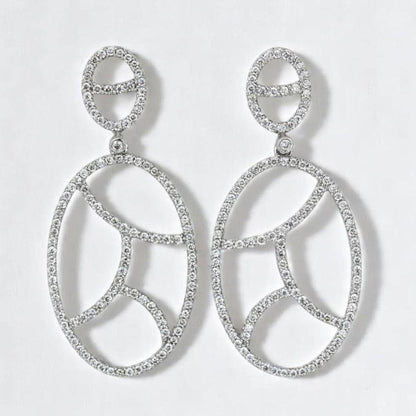 Oval Natural Diamond Drop Earrings