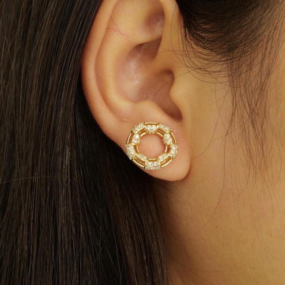 Round Cluster Natural Diamond Earrings