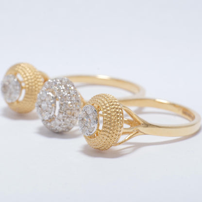 Cluster Natural Diamond Open Cuff Ring