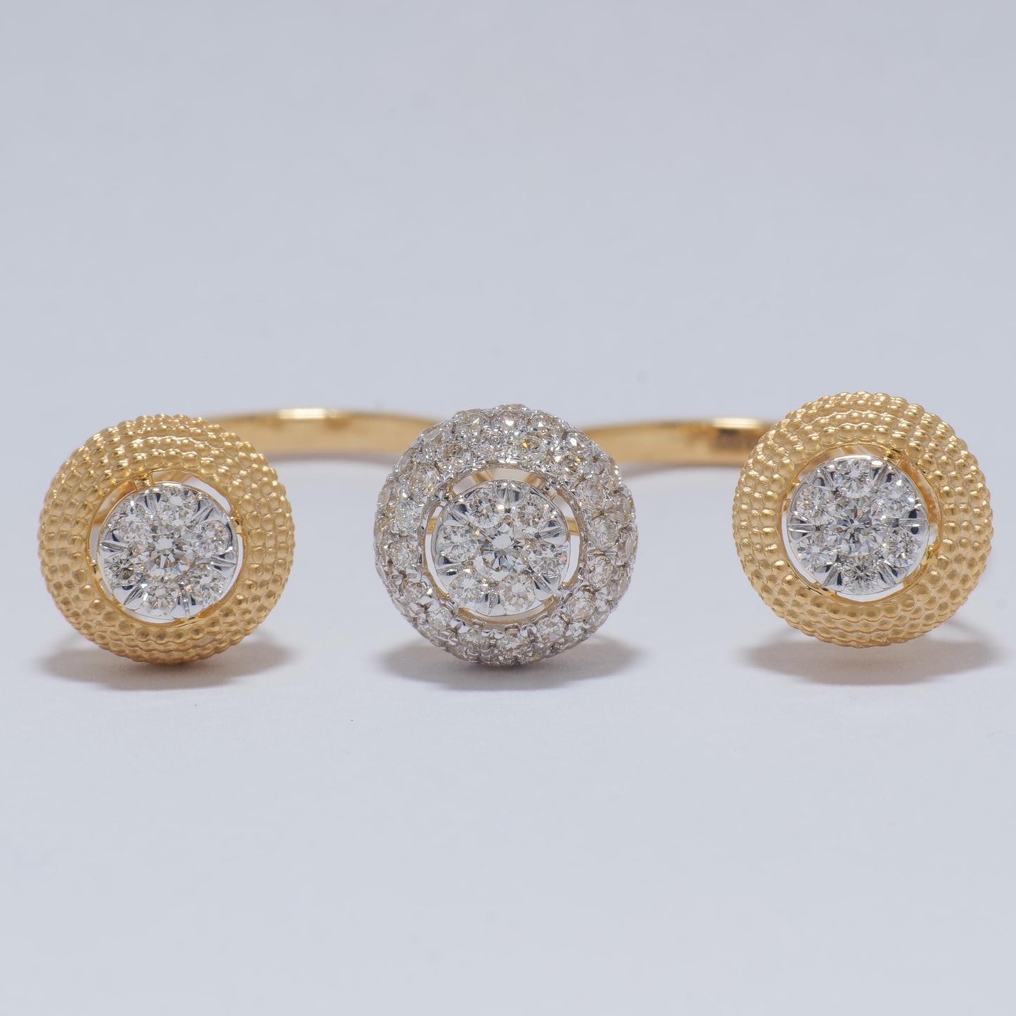 Cluster Natural Diamond Open Cuff Ring