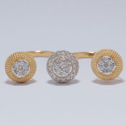 Cluster Natural Diamond Open Cuff Ring