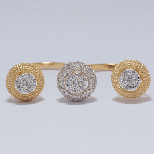 Cluster Natural Diamond Open Cuff Ring