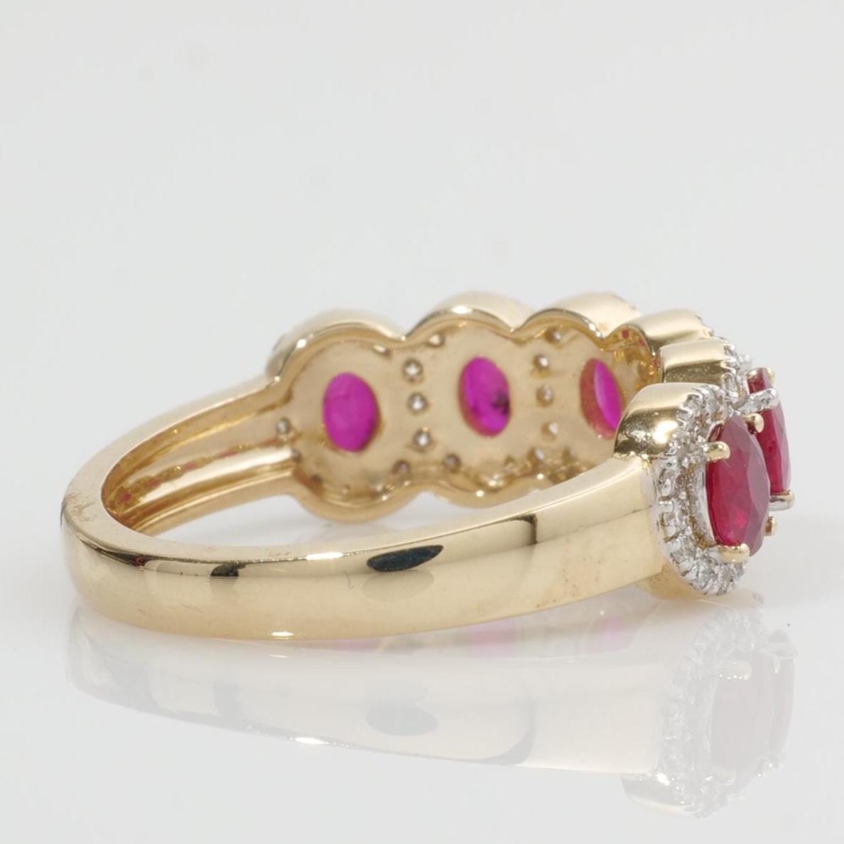 Oval Ruby Halo Natural Diamond Promise Ring