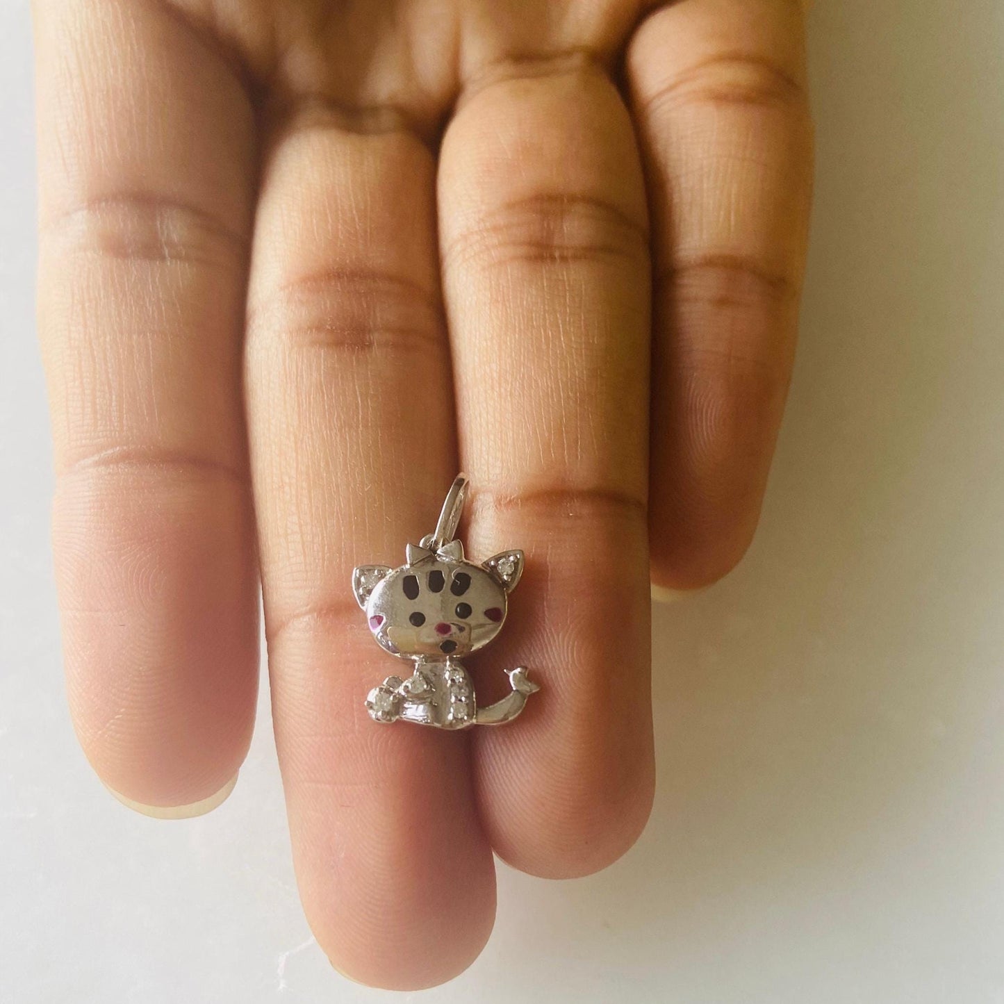 Cat Diamond Charm Pendant